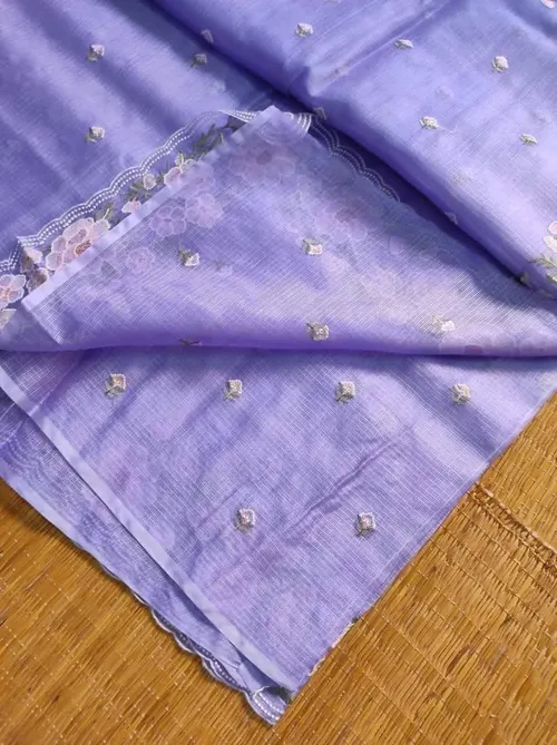 Ethereal Grace: Intricately Embroidered Kota Doria Saree